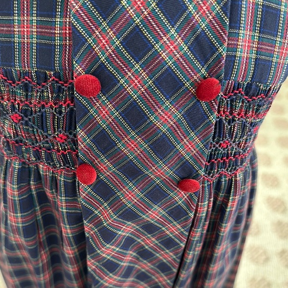 Plaid Holiday Dress with Burgundy Collar - Picture 4 of 5